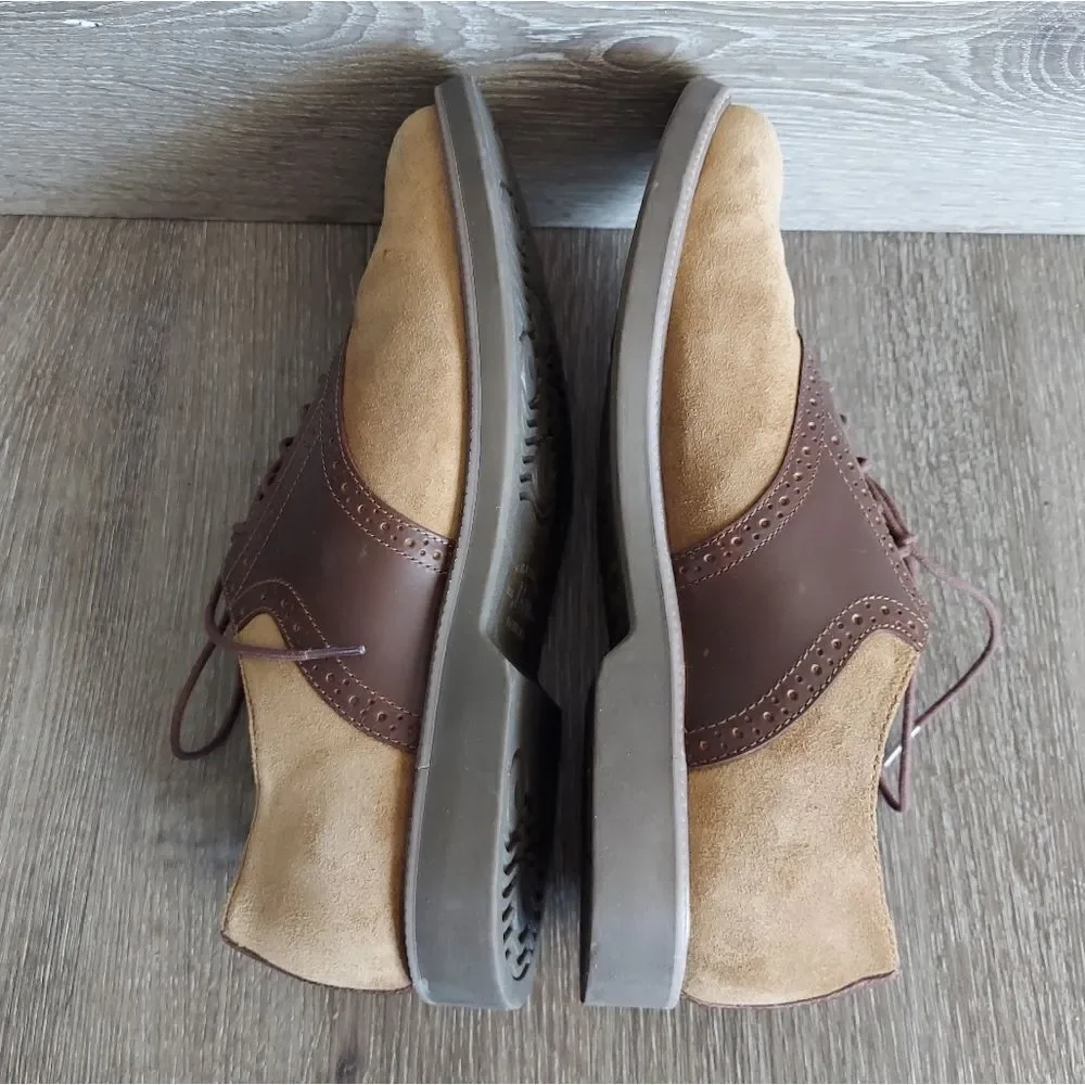 Bass Men's Pasadena Saddle Taupe Suede Oxfords Size 11.5